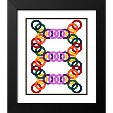 Rainbow Circles-9 Black Modern Wood Framed Art Print with Double Matting by Homawoo, Richard