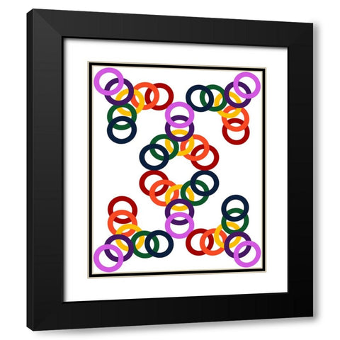 Rainbow Circles-16 Black Modern Wood Framed Art Print with Double Matting by Homawoo, Richard