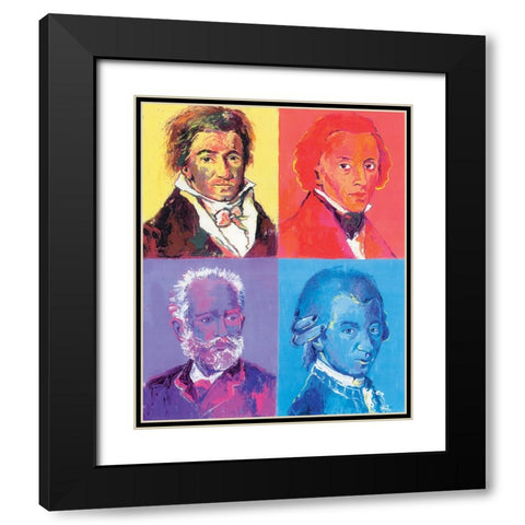 Composers Black Modern Wood Framed Art Print with Double Matting by Wallich, Richard