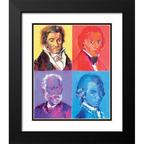 Composers Black Modern Wood Framed Art Print with Double Matting by Wallich, Richard
