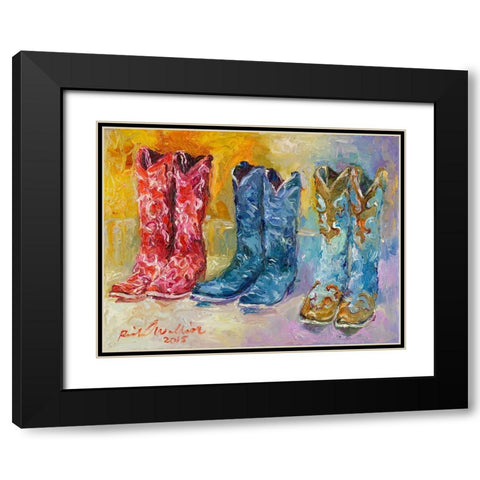 Cowboy Boots Black Modern Wood Framed Art Print with Double Matting by Wallich, Richard