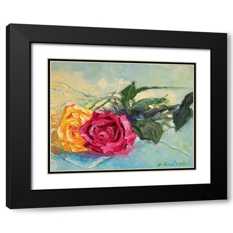 Roses 1 Black Modern Wood Framed Art Print with Double Matting by Wallich, Richard