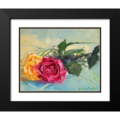 Roses 1 Black Modern Wood Framed Art Print with Double Matting by Wallich, Richard