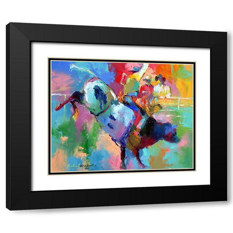 Bull Riding Black Modern Wood Framed Art Print with Double Matting by Wallich, Richard