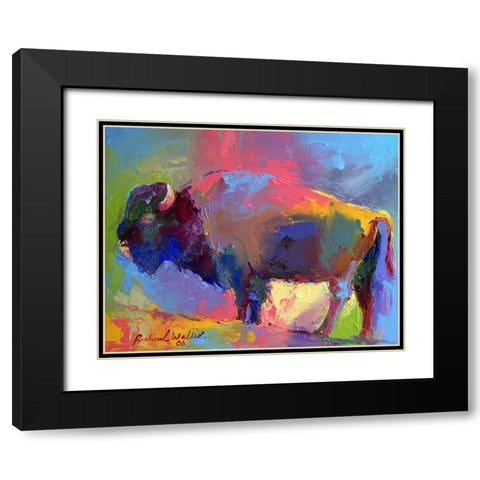 Buffalo Black Modern Wood Framed Art Print with Double Matting by Wallich, Richard