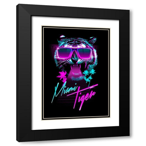 Miami Tiger Black Modern Wood Framed Art Print with Double Matting by Farkas, Robert