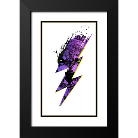 Thunderwolf Alpha Black Modern Wood Framed Art Print with Double Matting by Farkas, Robert