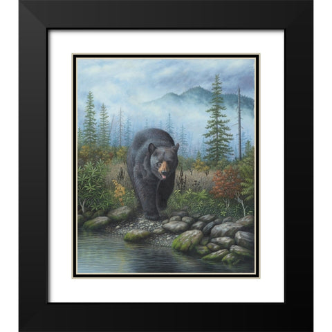 Smoky Mountain Black Bear Black Modern Wood Framed Art Print with Double Matting by Wavra, Robert