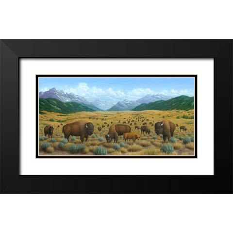 The Bison Trail Black Modern Wood Framed Art Print with Double Matting by Wavra, Robert