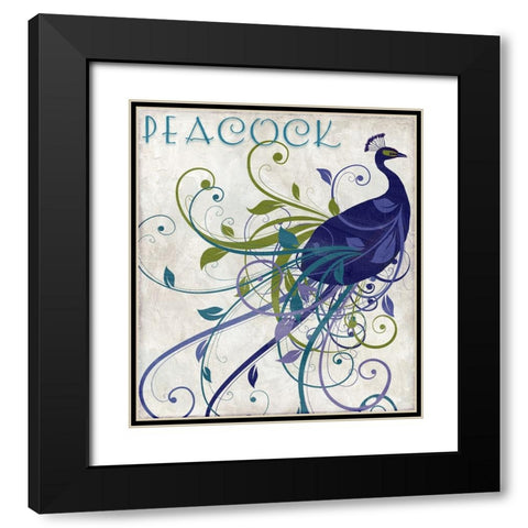 Peacock Nouveau I Black Modern Wood Framed Art Print with Double Matting by Sasha