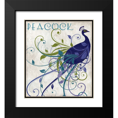 Peacock Nouveau I Black Modern Wood Framed Art Print with Double Matting by Sasha
