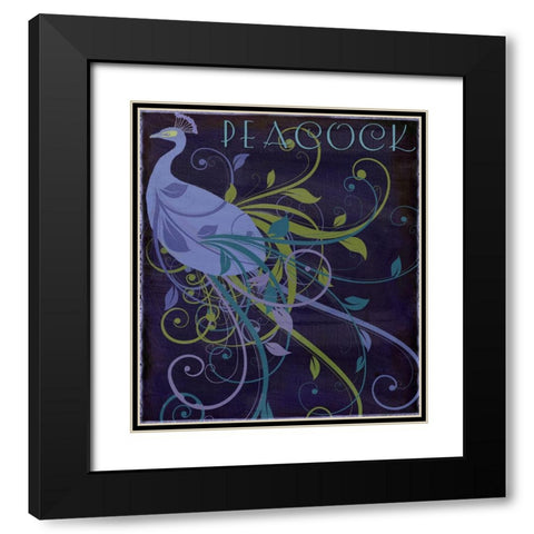 Peacock Nouveau II Black Modern Wood Framed Art Print with Double Matting by Sasha