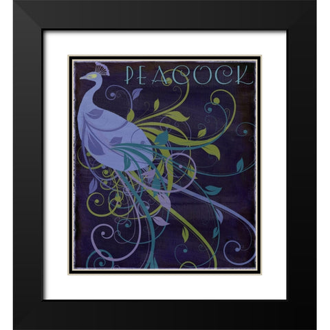 Peacock Nouveau II Black Modern Wood Framed Art Print with Double Matting by Sasha