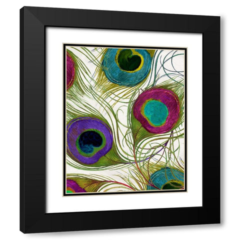 Peacock Feathers I Black Modern Wood Framed Art Print with Double Matting by Sasha