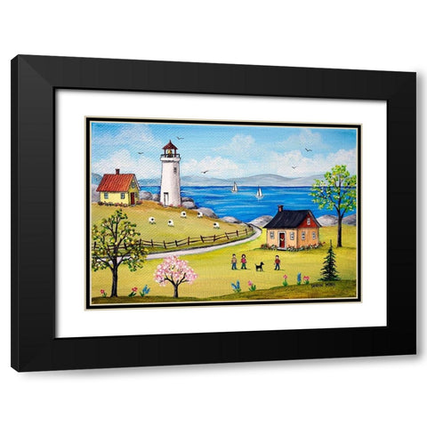 Blue Sea Black Modern Wood Framed Art Print with Double Matting by Mark, Sharon