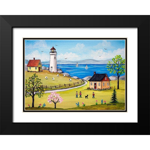 Blue Sea Black Modern Wood Framed Art Print with Double Matting by Mark, Sharon