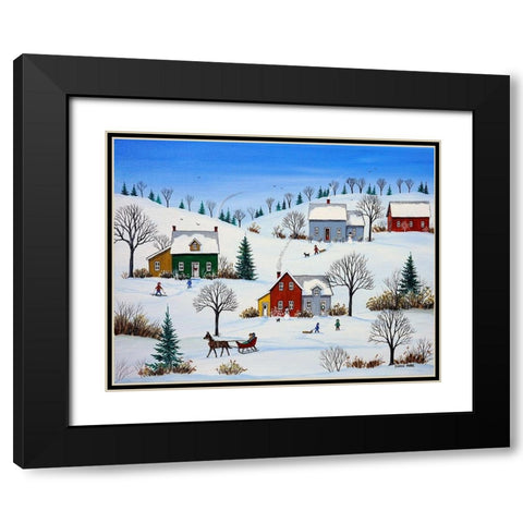 Country Neighbours Black Modern Wood Framed Art Print with Double Matting by Mark, Sharon
