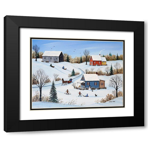 Country Road Black Modern Wood Framed Art Print with Double Matting by Mark, Sharon