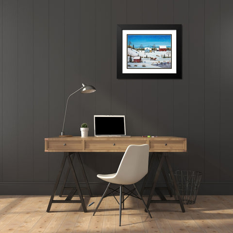 Falling Snow Black Modern Wood Framed Art Print with Double Matting by Mark, Sharon