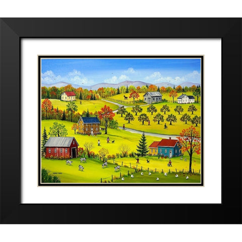 Farm Kids in the Fall Black Modern Wood Framed Art Print with Double Matting by Mark, Sharon