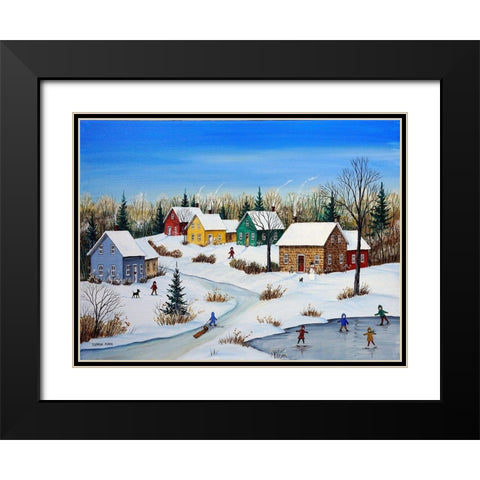 Five Houses in Winter Black Modern Wood Framed Art Print with Double Matting by Mark, Sharon