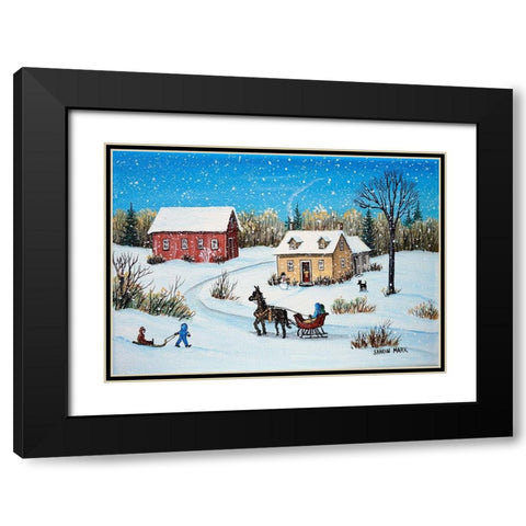 Horse and Sleigh Black Modern Wood Framed Art Print with Double Matting by Mark, Sharon