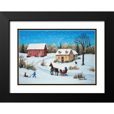 Horse and Sleigh Black Modern Wood Framed Art Print with Double Matting by Mark, Sharon