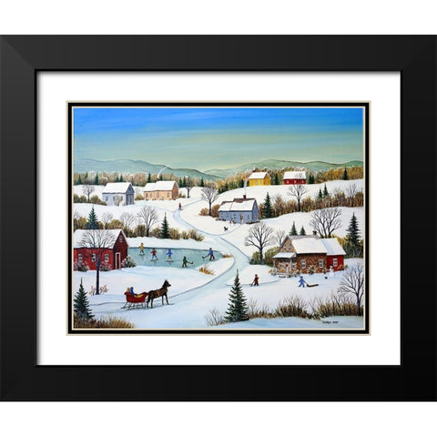 Little Country Village Black Modern Wood Framed Art Print with Double Matting by Mark, Sharon