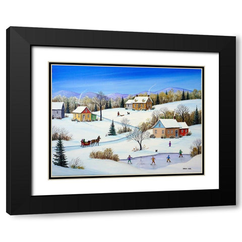 Little Homesteads Black Modern Wood Framed Art Print with Double Matting by Mark, Sharon