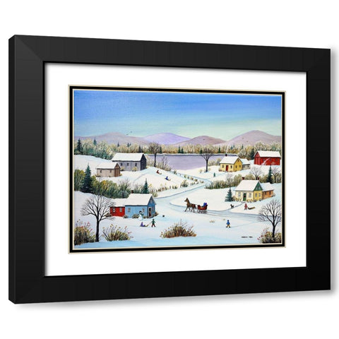 Mountains and Lake Black Modern Wood Framed Art Print with Double Matting by Mark, Sharon