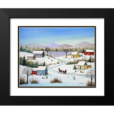 Mountains and Lake Black Modern Wood Framed Art Print with Double Matting by Mark, Sharon
