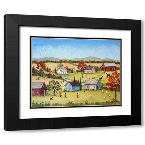 October Black Modern Wood Framed Art Print with Double Matting by Mark, Sharon