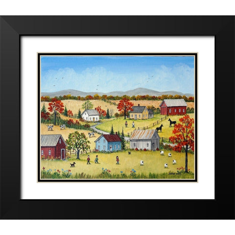 October Black Modern Wood Framed Art Print with Double Matting by Mark, Sharon