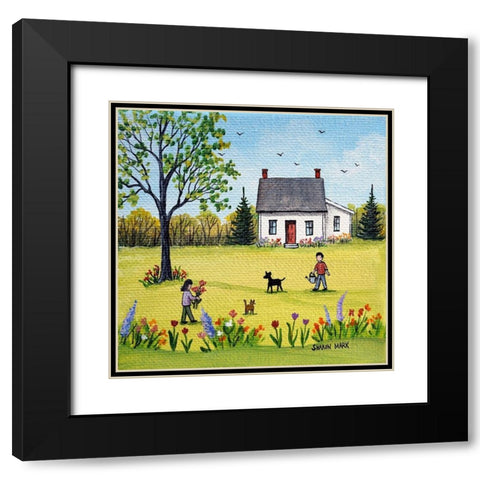 Spring Flowers Black Modern Wood Framed Art Print with Double Matting by Mark, Sharon