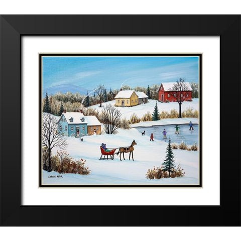 Time for a Sleigh Ride Black Modern Wood Framed Art Print with Double Matting by Mark, Sharon
