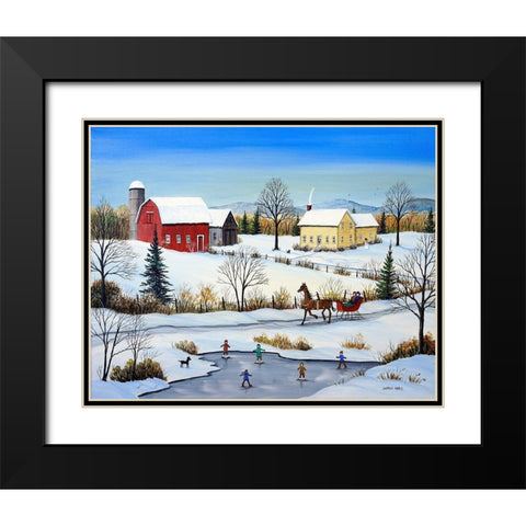 Winter in Canada Black Modern Wood Framed Art Print with Double Matting by Mark, Sharon