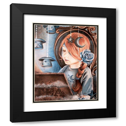 Tea In The Moonlight - Tea Series Black Modern Wood Framed Art Print with Double Matting by Sheena Pike Art