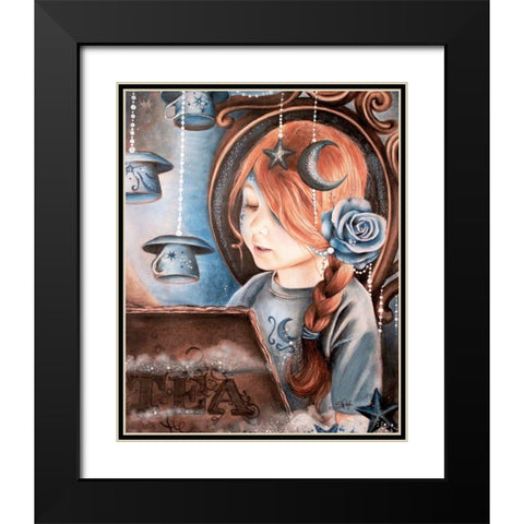 Tea In The Moonlight - Tea Series Black Modern Wood Framed Art Print with Double Matting by Sheena Pike Art
