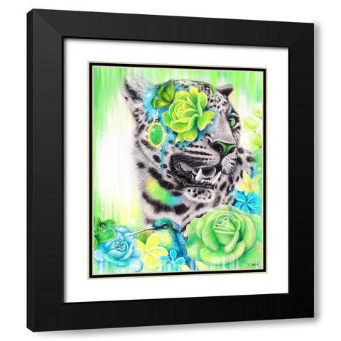 AquaLime Leopard Black Modern Wood Framed Art Print with Double Matting by Sheena Pike Art