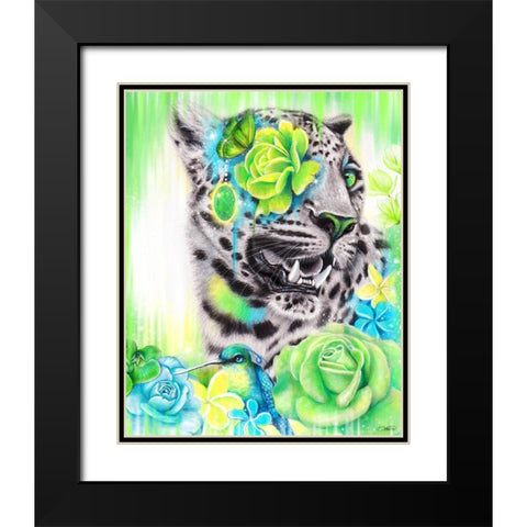 AquaLime Leopard Black Modern Wood Framed Art Print with Double Matting by Sheena Pike Art