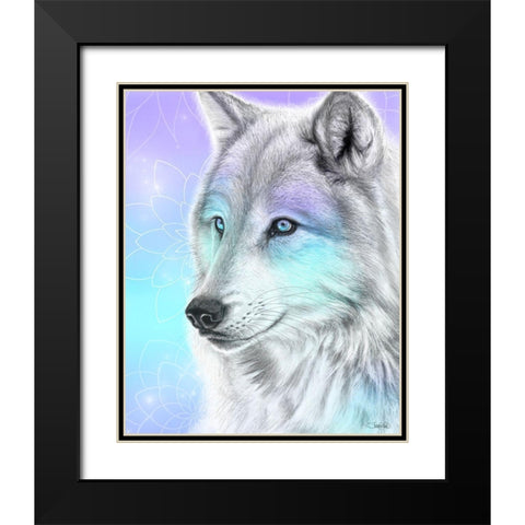Pastel Dream Wolf Black Modern Wood Framed Art Print with Double Matting by Sheena Pike Art