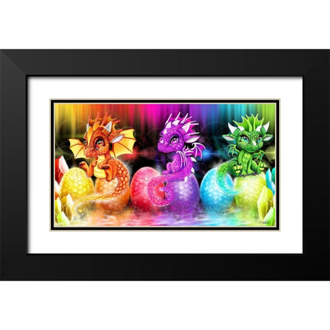 Lil Dragonz Spectrum Black Modern Wood Framed Art Print with Double Matting by Sheena Pike Art
