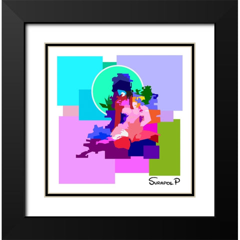 Nude Black Modern Wood Framed Art Print with Double Matting by Pansanit, Surapol