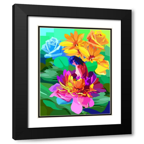 My Flowers No 01 Black Modern Wood Framed Art Print with Double Matting by Pansanit, Surapol
