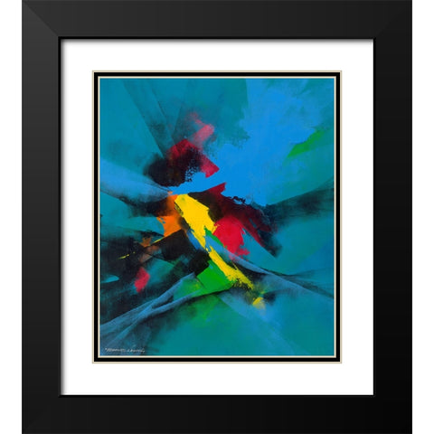 Joyful I Black Modern Wood Framed Art Print with Double Matting by Leung, Thomas