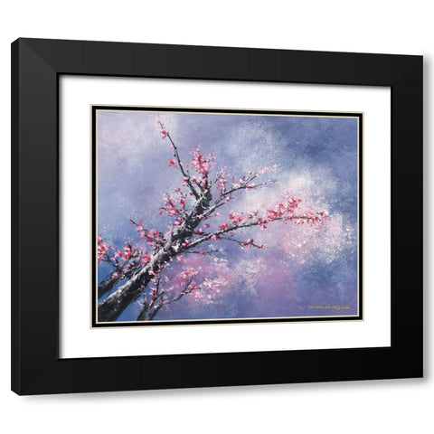 Blossom Season Black Modern Wood Framed Art Print with Double Matting by Leung, Thomas