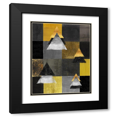 Abstract Christmas Trees card Black Modern Wood Framed Art Print with Double Matting by Lavoie, Tina