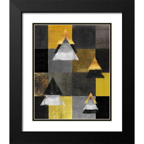Abstract Christmas Trees card Black Modern Wood Framed Art Print with Double Matting by Lavoie, Tina