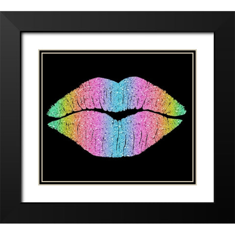 Rainbow Kissing Lips Black Modern Wood Framed Art Print with Double Matting by Lavoie, Tina