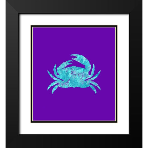 Sponge Crab Aqua Black Modern Wood Framed Art Print with Double Matting by Lavoie, Tina